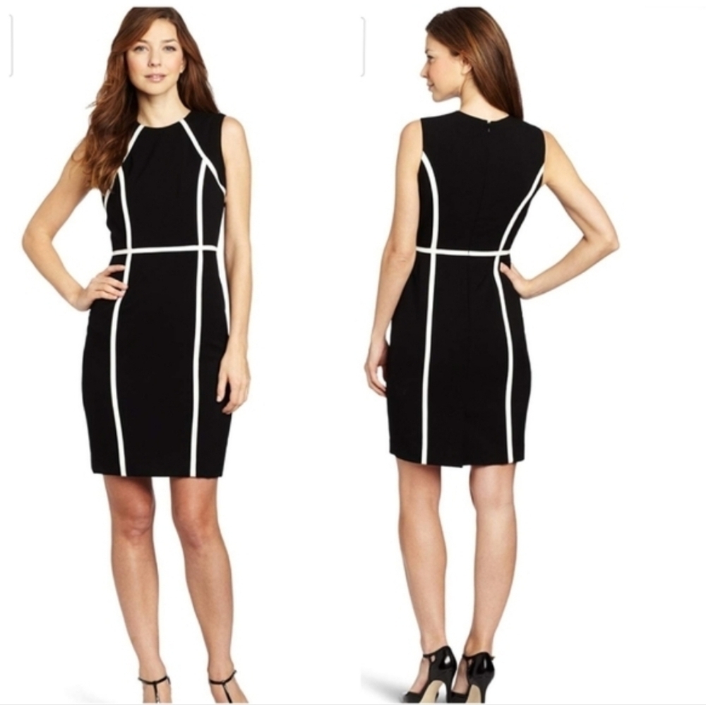Ellen Tracy Black & White Piped Sheath Dress NWT Size 8 - Picture 15 of 15